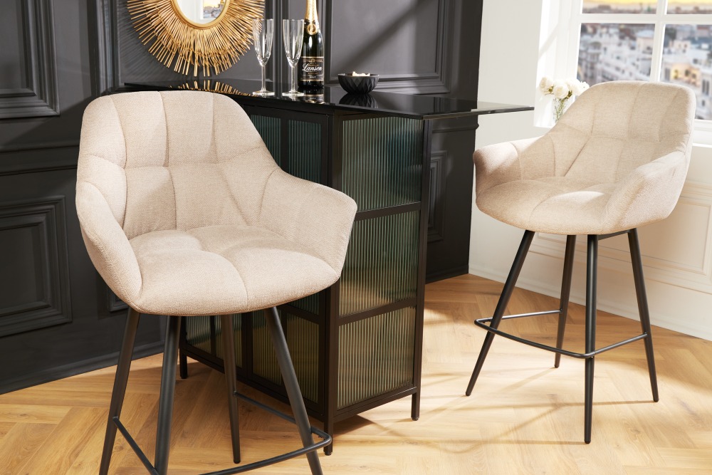LuxD Dizajnová barová otočná stolička Vallerina béžová
